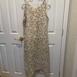 Elegant Beige Patterned Women's Dress
